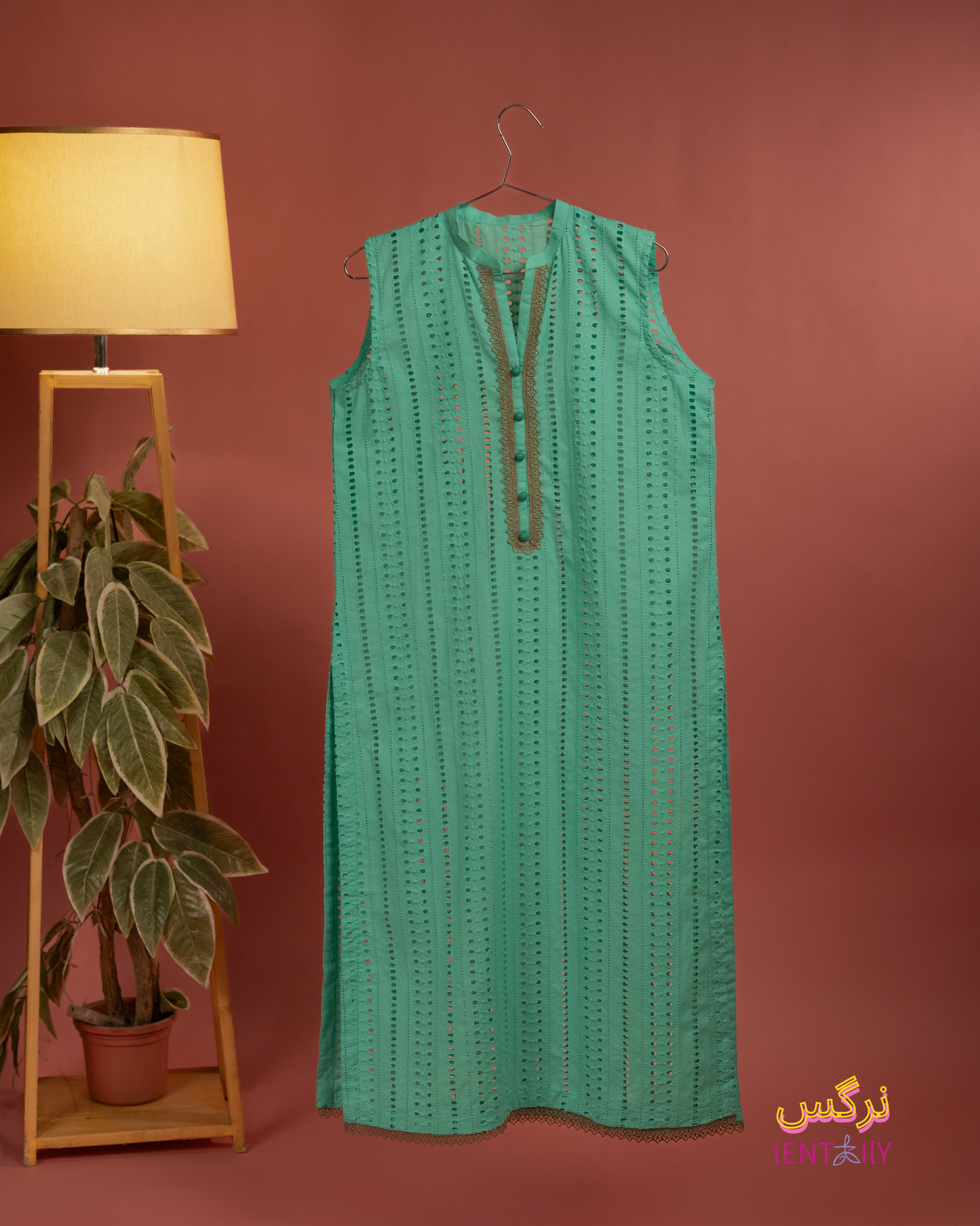 Nargis – Mint Green Chikankari Eyelet Lawn Shirt