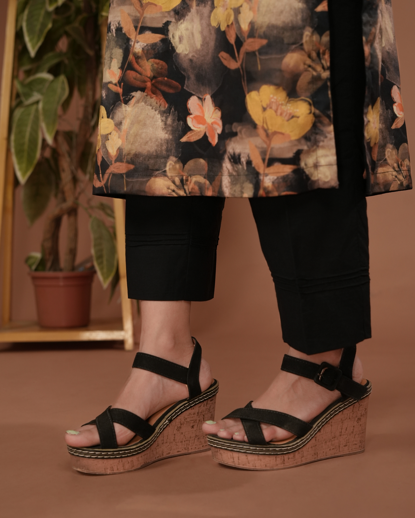 Orchid 01 – Black Floral Co-ord with Lace Details