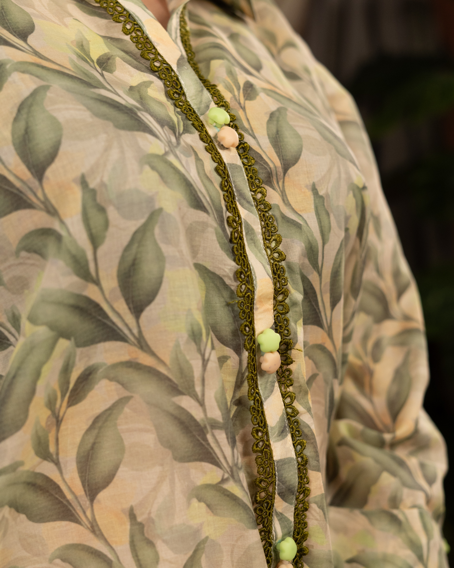 Willow 01 – Olive Leaf Printed Lawn Co-ord Set