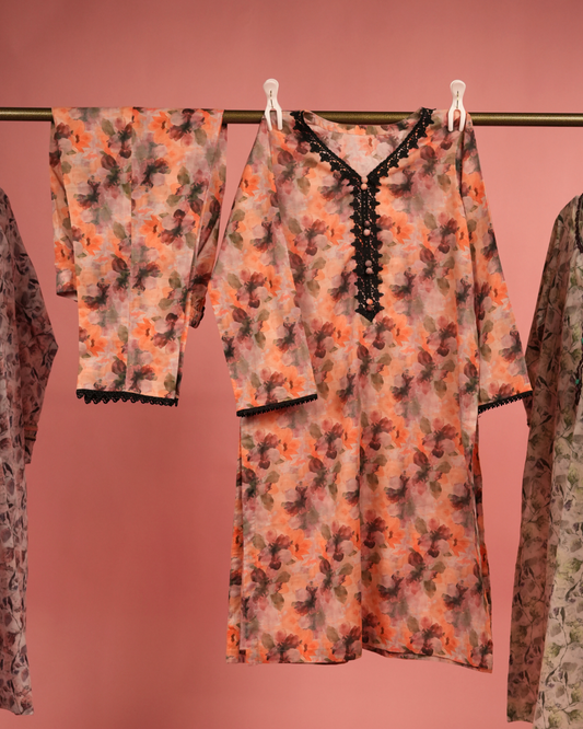 Bougainvillea 01 – Coral Impressionist Lawn Co-ord