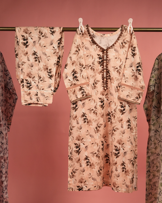 Bougainvillea 02 – Peach Neutral Floral Lawn Set