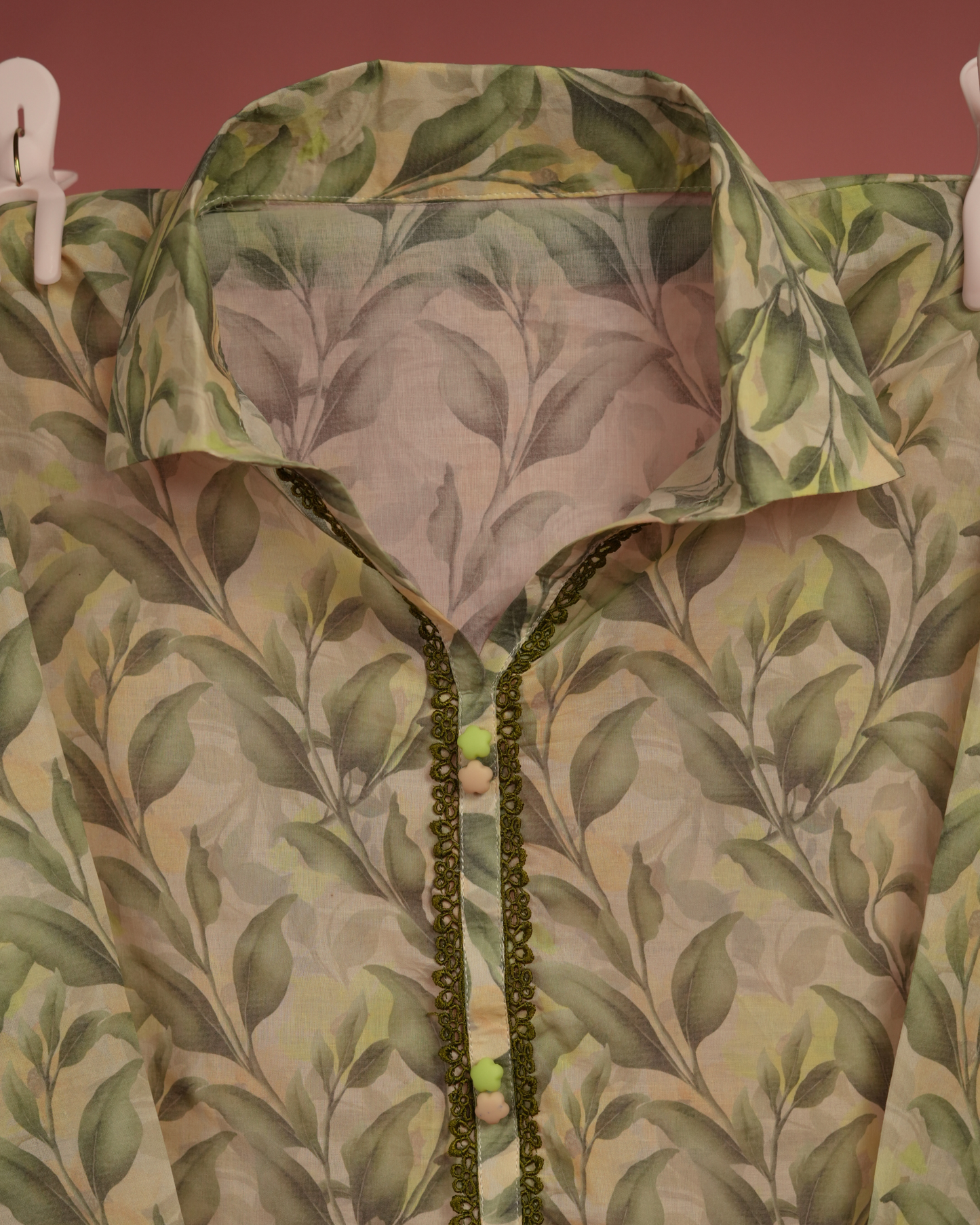 Willow 01 – Olive Leaf Printed Lawn Co-ord Set
