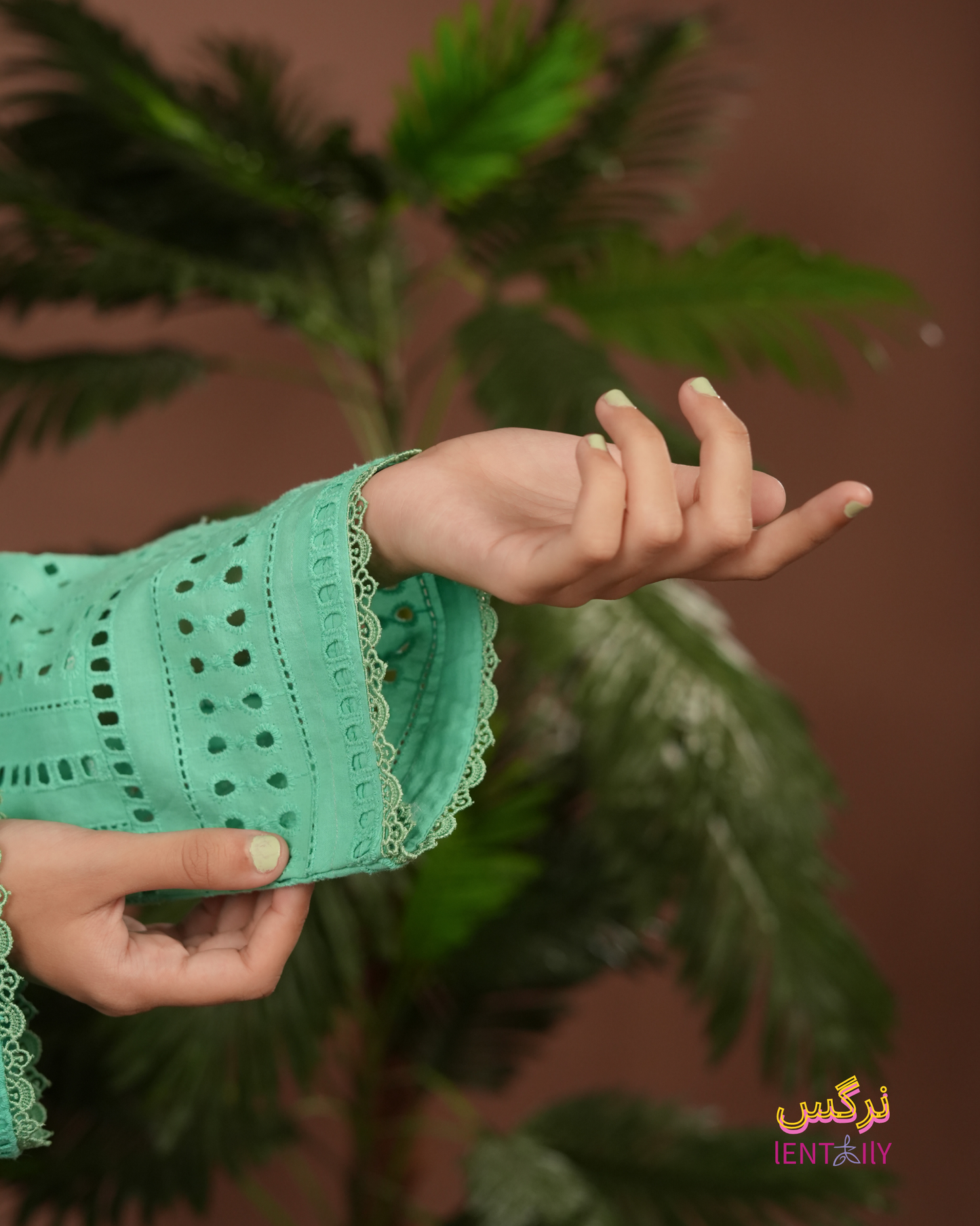 Nargis – Mint Green Chikankari Eyelet Lawn Shirt