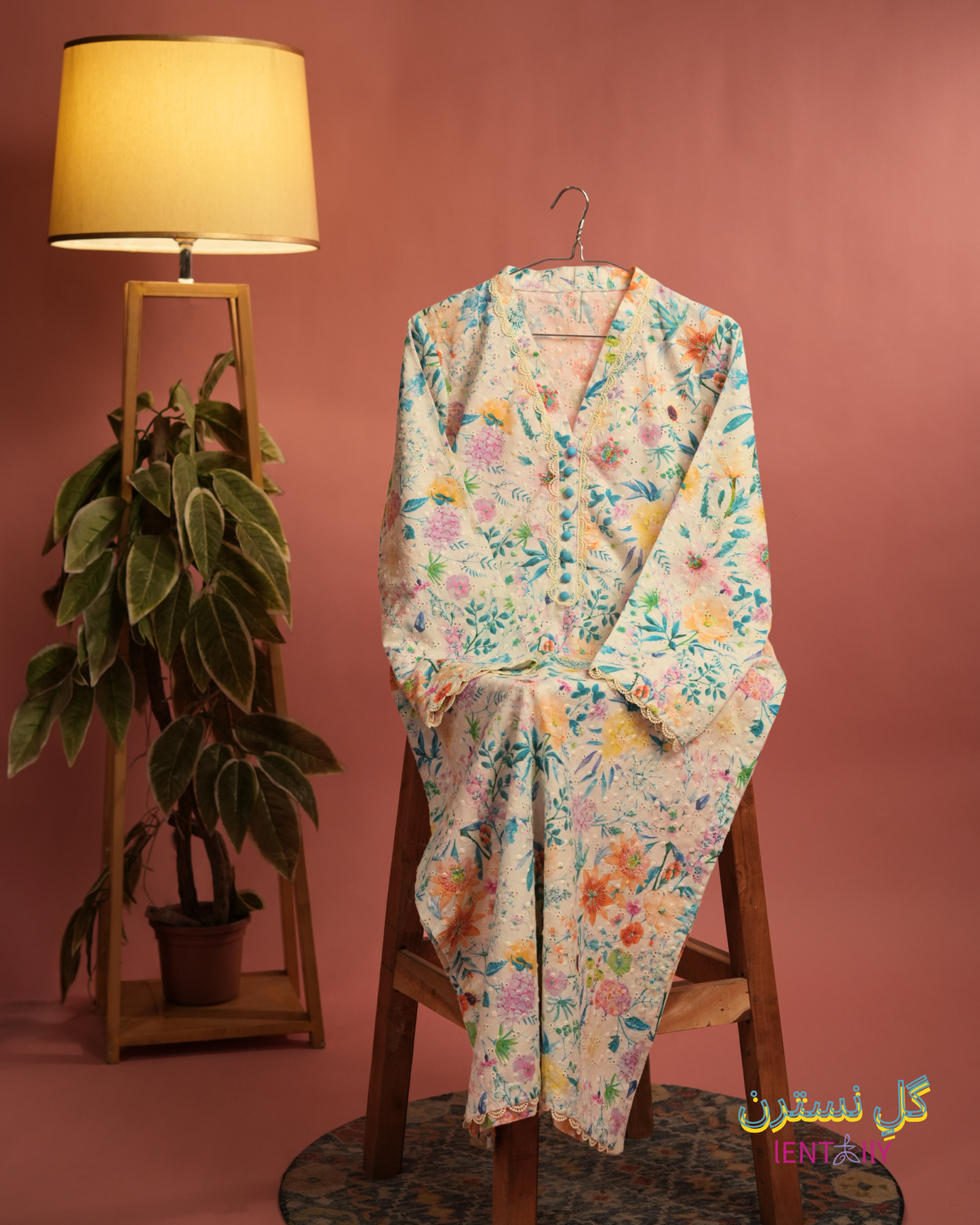 Gul-e-Nastaran – Multicolor Chikankari Lawn Shirt
